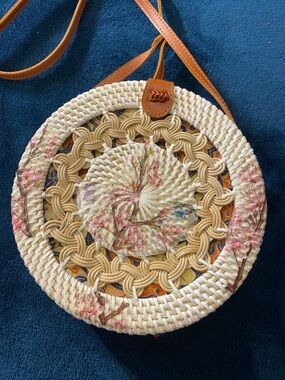 Round Woven Colourful Rattan Crossbody Bag - Made in Bali